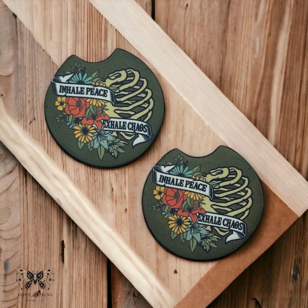 Inhale Peace Exhale Chaos Car Coaster 2 Pack - Picture 3 of 12